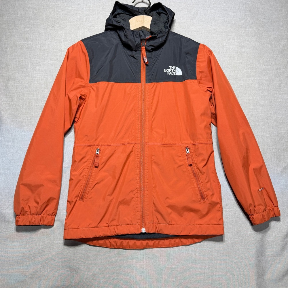 The North Face Jacket Boys M 10/12 Orange LS DryVent Fleece Lined Hooded Outdoor